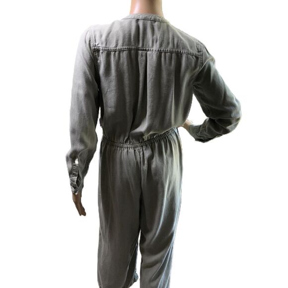 Old Navy Green Long Sleeve Button Front Elastic Waist Jumpsuit Size Small - Picture 14 of 16